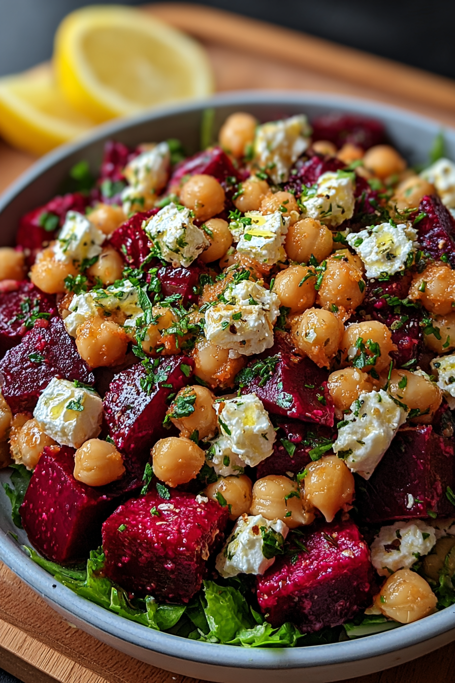 Chickpea Beet Feta Salad with Lemon-Garlic Vinaigrette – A Vibrant & Flavorful Delight image 2