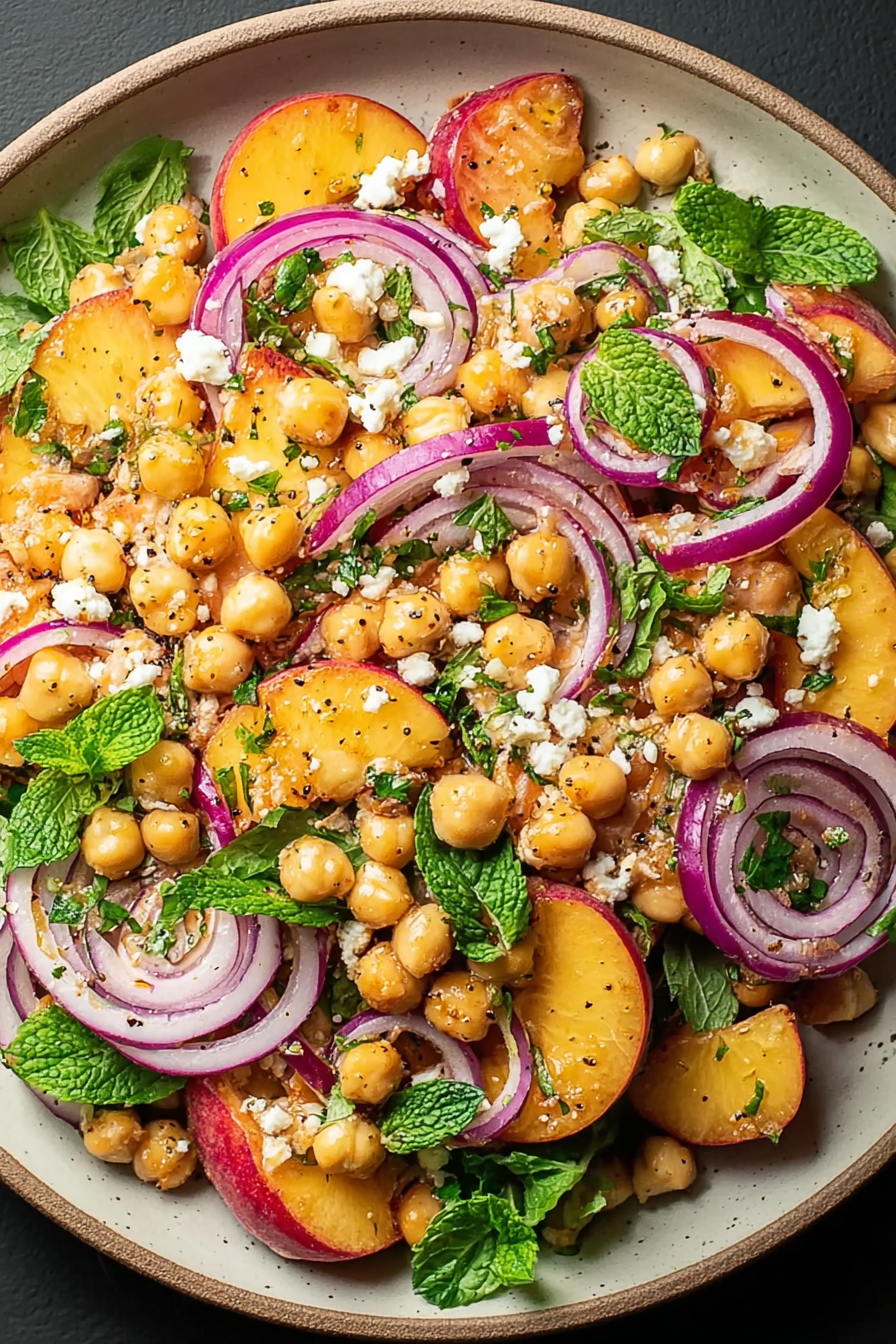 Chickpea Peach Salad with Honey Lime Dressing image 2