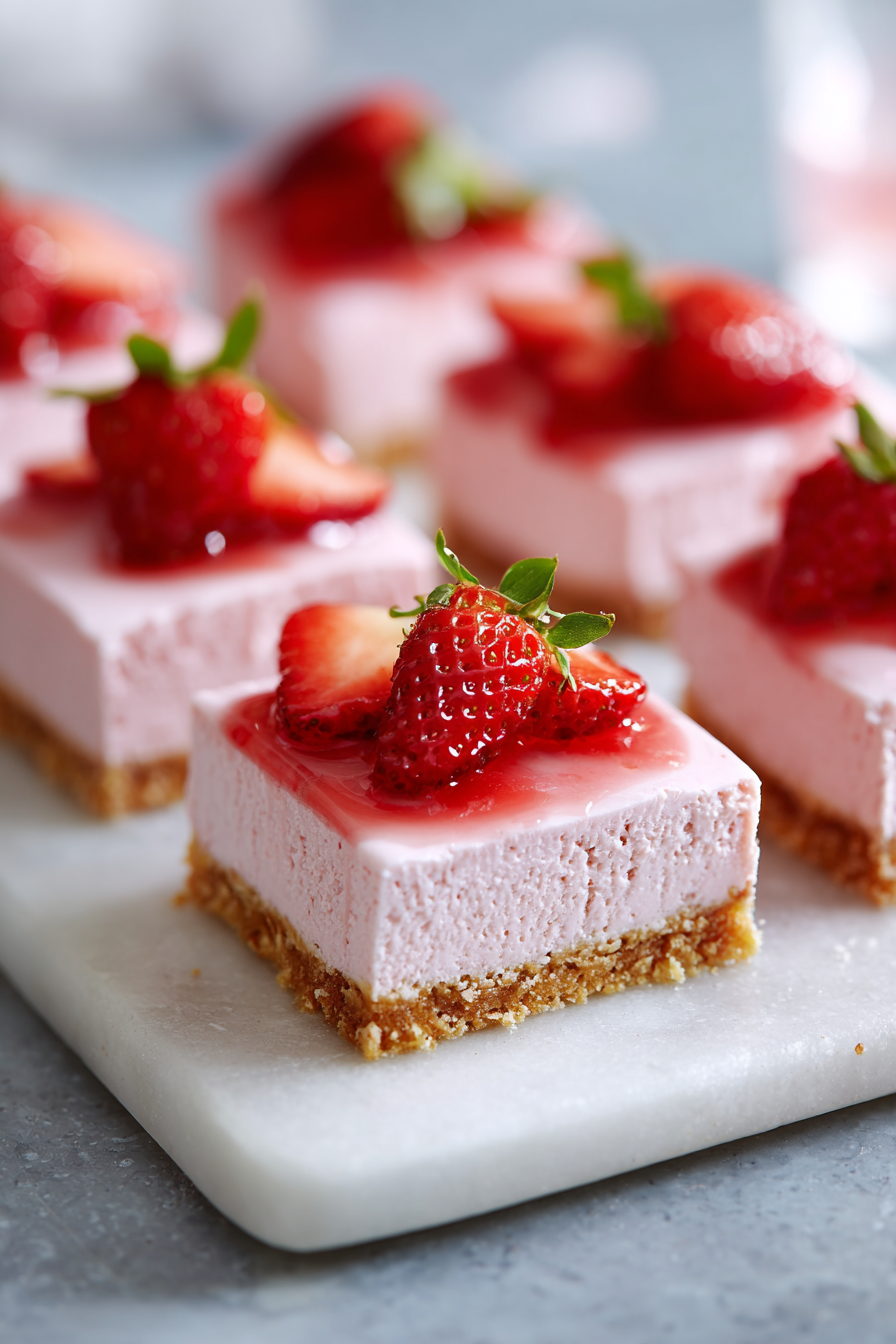No-Bake Strawberry Cheesecake Bars image 2