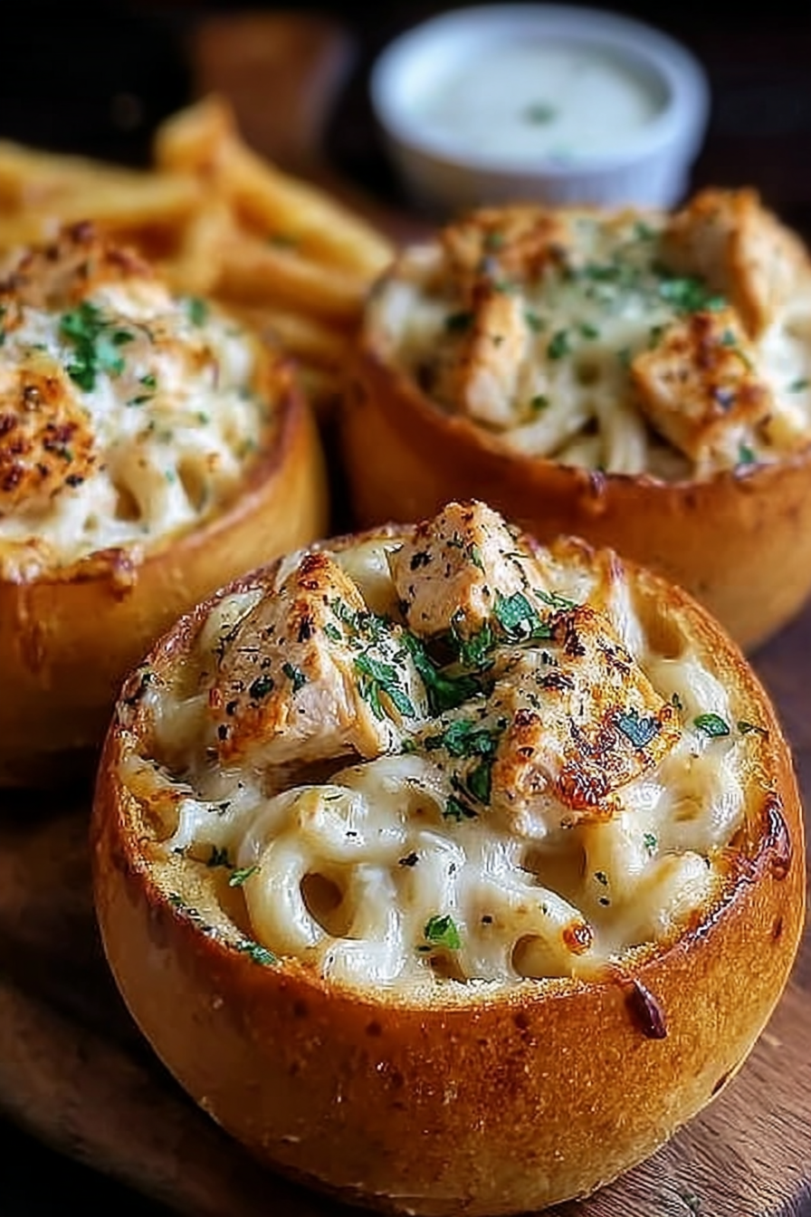 Chicken Alfredo Garlic Bread Bowls image 2