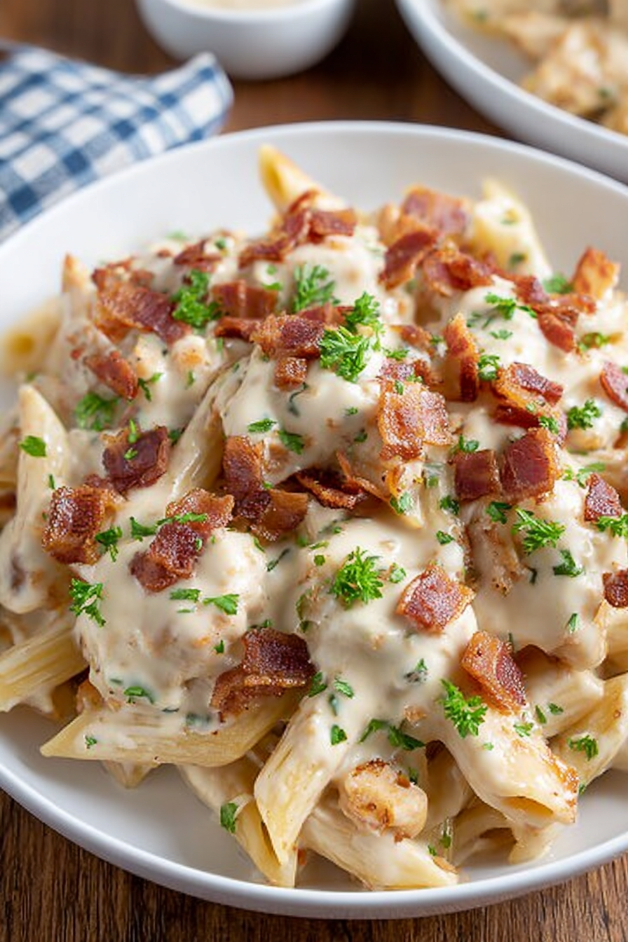 Cream Cheese Turkey beef bacon Chicken Pasta Recipe image 2
