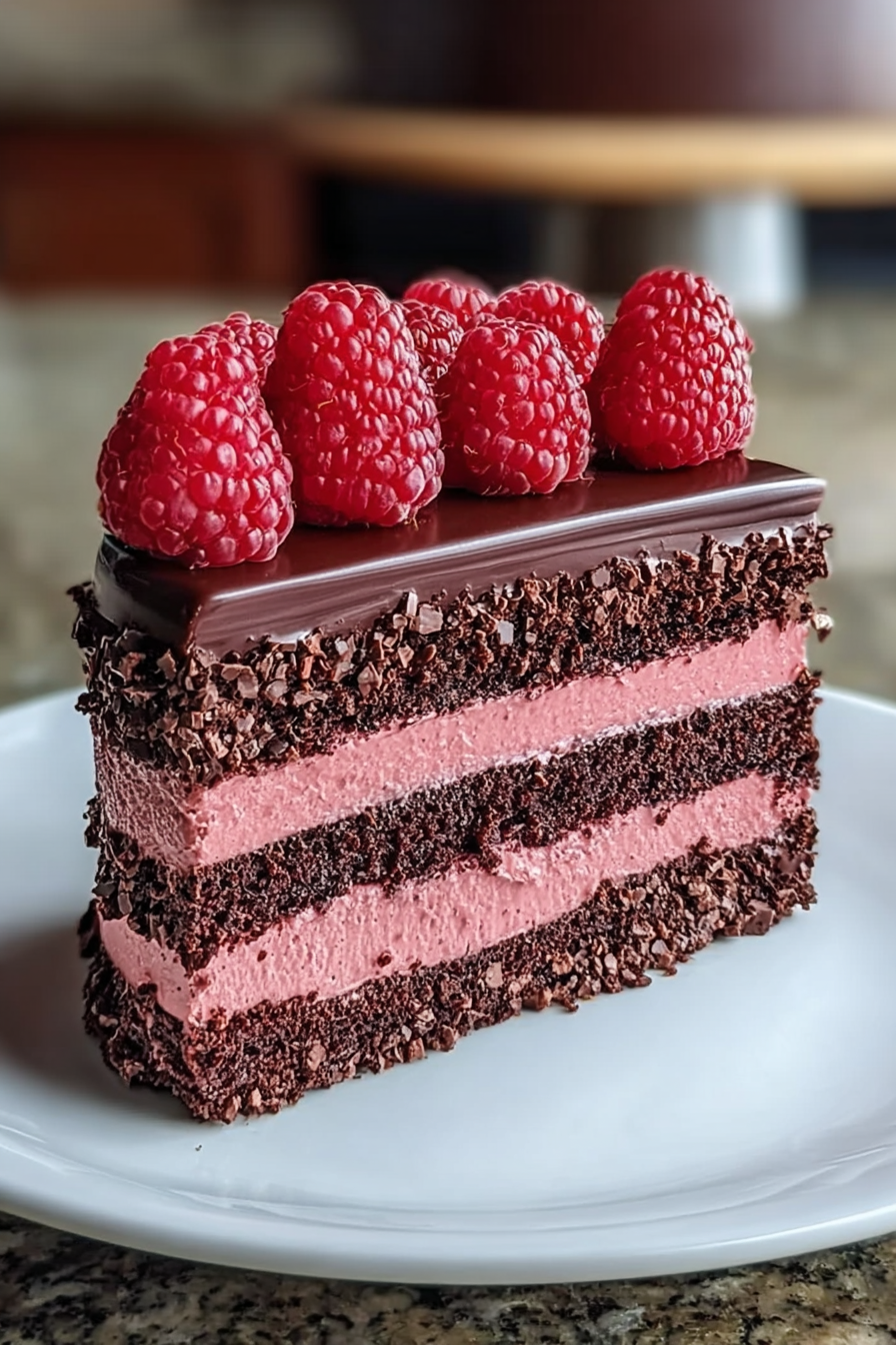 Dark Chocolate Raspberry Mousse Cake image 2