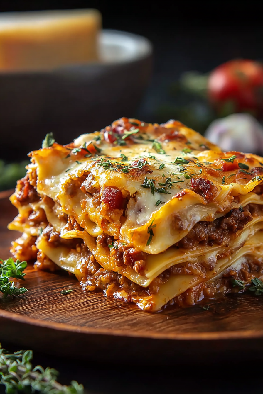 Parmesan Garlic Turkey Beef bacon Cheeseburger Lasagna Recipe image 2