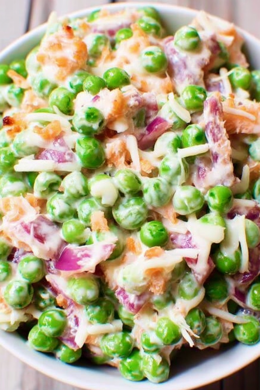 Pea Salad with Red Onions and Cheese image 2
