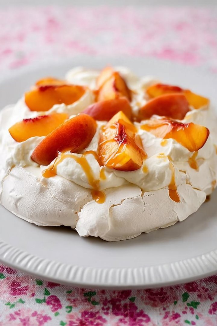 Peach Pavlova with Honey Drizzle Recipe image 2