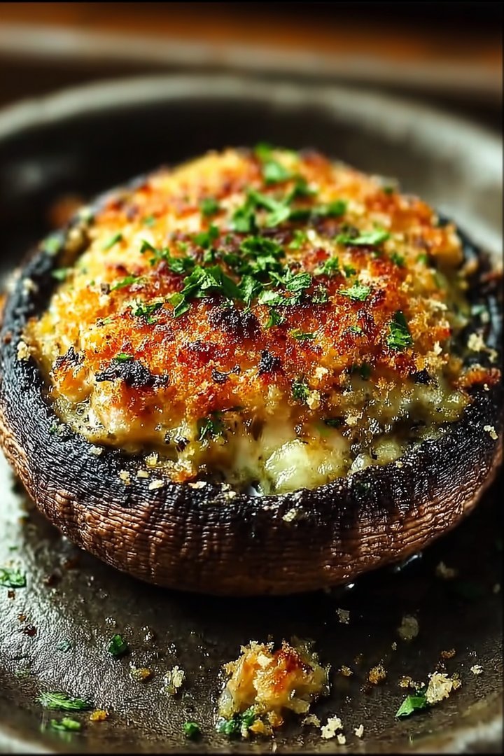 Baked stuffed sweet grape juiceobello mushrooms image 2