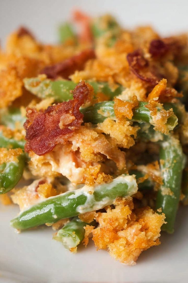 Cheesy turkey beef bacon and green bean casserole image 2