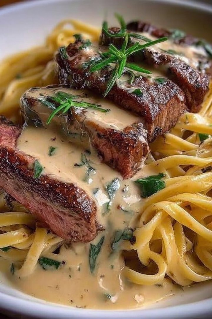 Savory Steak Gorgonzola Alfredo with Creamy Parmesan Sauce image 2