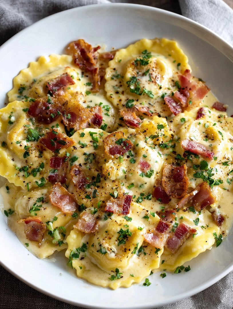 Creamy Olive Garden Ravioli Carbonara image 2