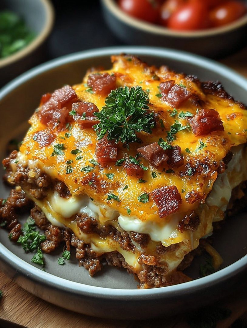 Low-Carb turkey beef bacon de dinde Cheeseburger Casserole image 2